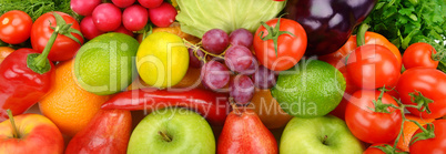 background of ripe fruit and vegetables