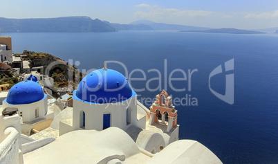 Church domes in Oia, Santorini, Greece