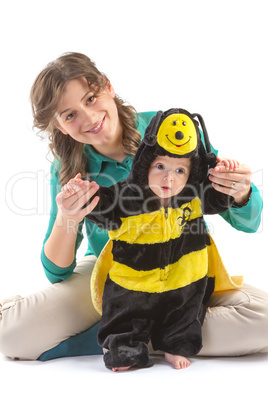 baby boy dressed up like bee