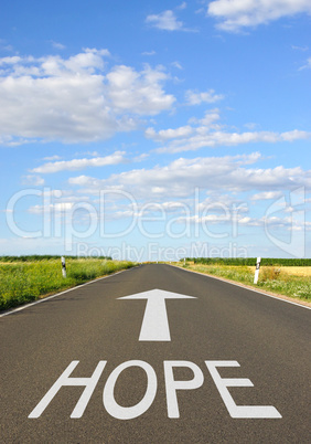 Hope - Street with arrow and text