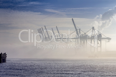 Container Cranes in the Fog