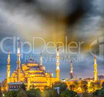 Magnificent sunset view of Blue Mosque, Istanbul - Turkey