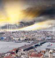 Galata Bridge and city skyline, Istanbul