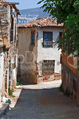 Rundown houses in Turkish village