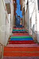 Multi colored painted steps