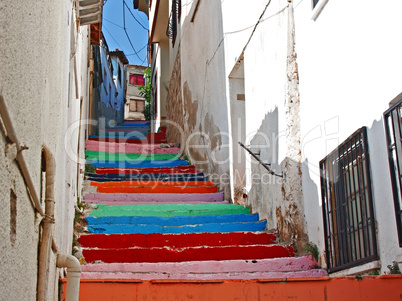 Multi colored painted steps