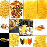 various type of Italian pasta collage