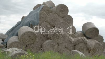 The rolls of hay balls in the field FS700 4K RAW Odyssey 7Q