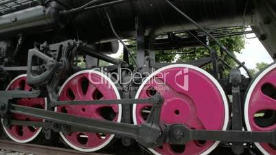 The parts of the wheels of the locomotive train FS700 4K RAW Odyssey 7Q