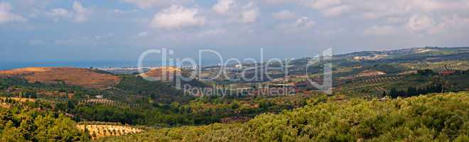 Panoramic view over open countryside