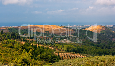 Panoramic view over open countryside