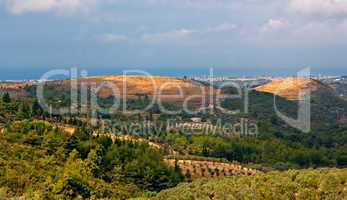 Panoramic view over open countryside