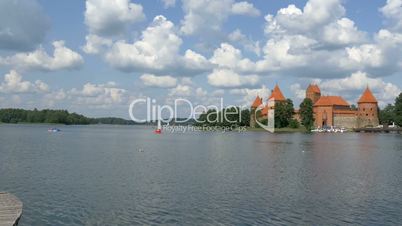 A red medieval castle in Trakai Lithuania GH4 4K UHD