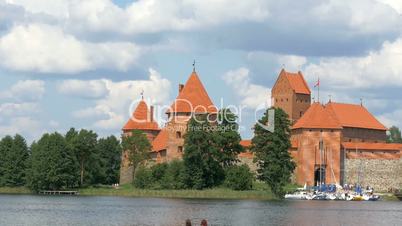 The beautiful old castle in Trakai in the middle of the lake GH4 4K UHD