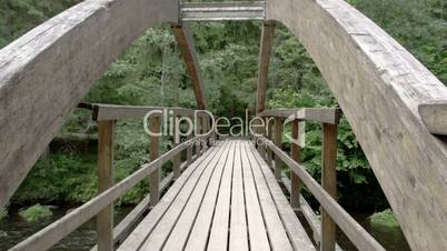 The wooden hanging bridge on the forest FS700 Odyssey 7Q 4K