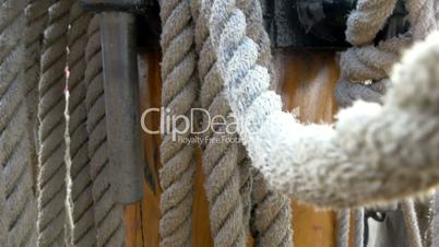 Huge set of ropes used on the big ship on the harbour GH4 4K