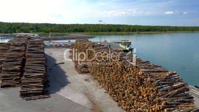 Lots of pulpwood on the harbour of Estonia ready for cargo GH4 4K