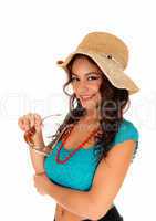 Pretty girl with straw hat.