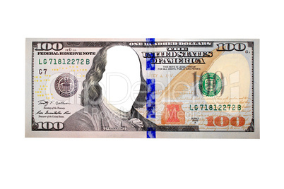 hundred dollar bank note without face