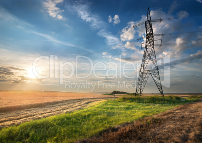 Electric pole in the field