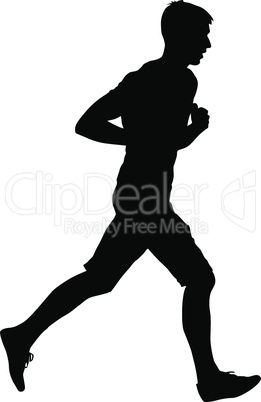 Running black silhouettes. Vector illustration.