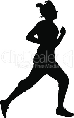 Running black silhouettes. Vector illustration.