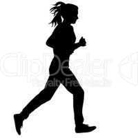 Silhouettes. Runners on sprint, women. vector illustration.