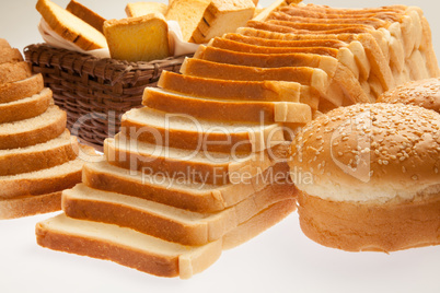 Closeup of assorted bakery breads