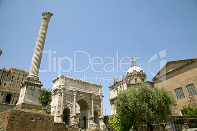 Inside the Palantine Hill at the Roman ruins in Rome, Forum