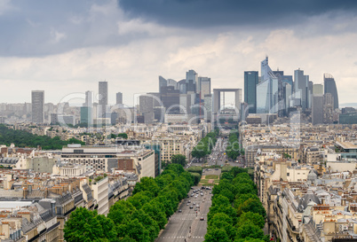 Paris, France. La Defense, aerial view of business quarter