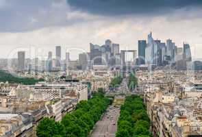 Paris, France. La Defense, aerial view of business quarter