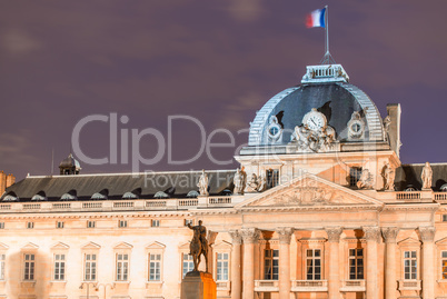 Ecole Militaire in Paris, Military School building at night