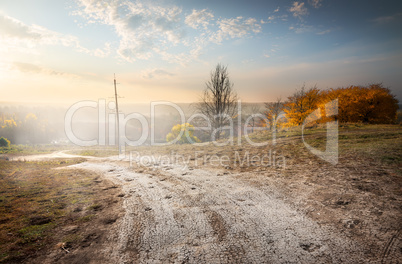 Electric pole on the road