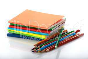 Colorful stack of office supplies