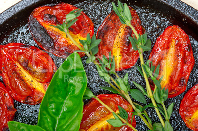 baked cherry tomatoes with basil and thyme