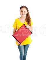 school girl with red folder
