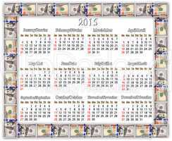Frame from the dollars and calendar for 2015 year