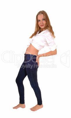 Woman in jeans.