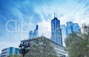 Modern skyline of Frankfurt, Germany financial business district