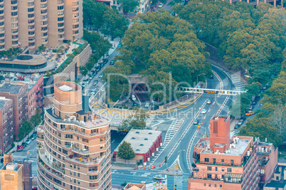 Beautiful aerial panoramic view of Manhattan skyscrapers, New Yo