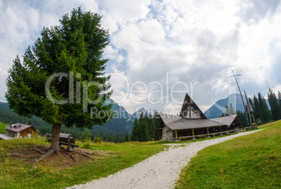 Small mountain church on Dolomites, Italy