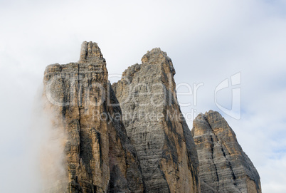 High peaks of Dolomites on a sunny day