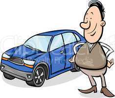 man and car cartoon illustration