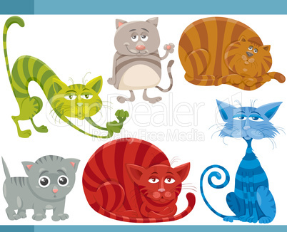 funny cats cartoon illustration set