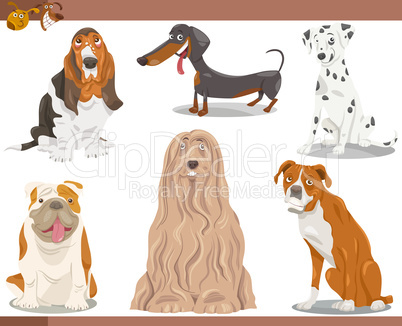 dog breeds cartoon illustration set