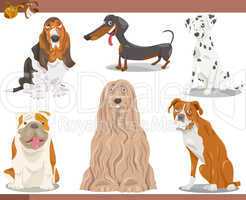 dog breeds cartoon illustration set