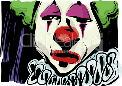 sad clown drawing illustration