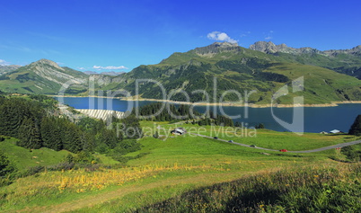 Roselend dam and lake in Savoie, France