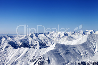 View on off-piste slope at nice sun day