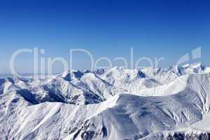 View on off-piste slope at nice sun day